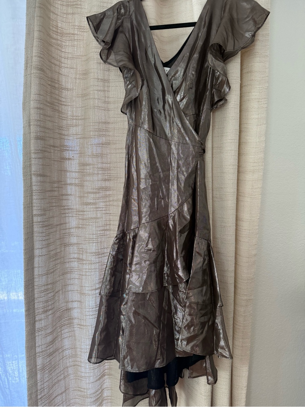 Metallic Brown Ruffle Midi Dress - Picture 3 of 3